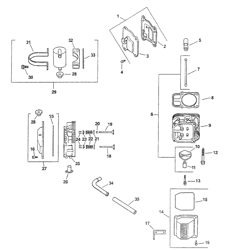 Kohler Head / Valve / Breather Diagram and Parts List for 3654 53AB5B8K100-ZT54 Cub Cadet Lawn Mower
